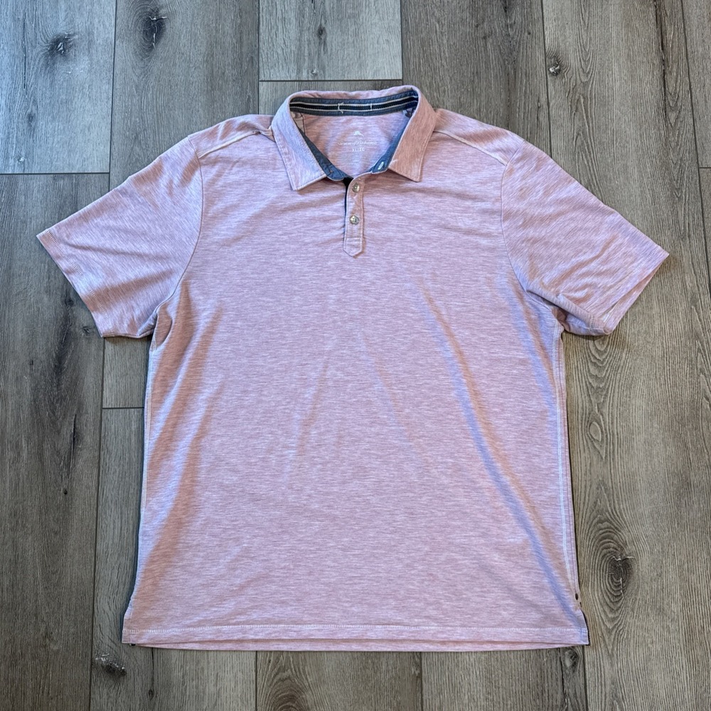 Tommy Bahama Polo Shirt Extra Large XL Pink Lightweight Costa Vera Logo #445